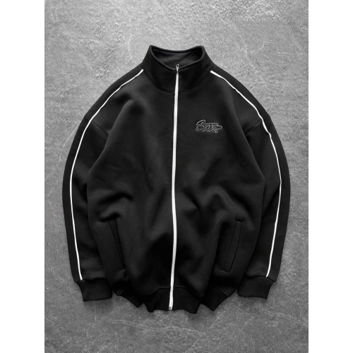 STWD Unisex Şardonlu Oversize Hırka Siyah
