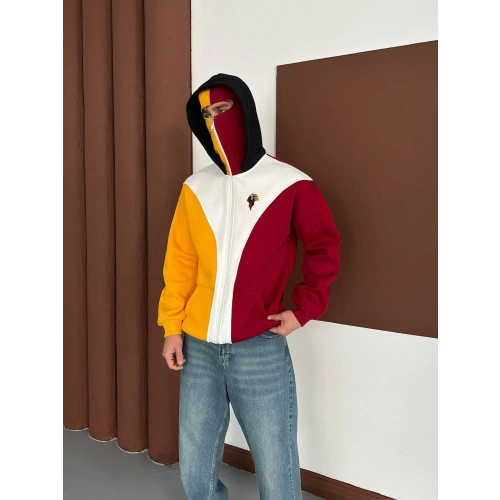 Taraftar Kar Maske Unisex Hırka Sarı-Kırmızı