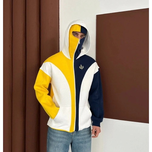 Taraftar Kar Maske Unisex Hırka Sarı-Lacivert