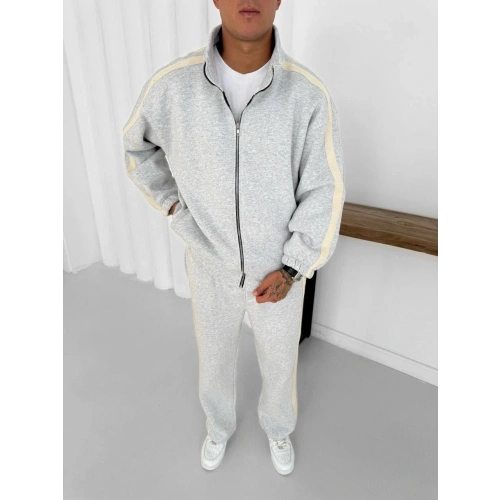 Yan Şerit Oversize Eşofman Takımı Gri