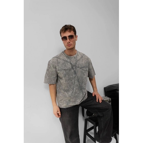 Yıkamalı Oversize Tshirt Gri