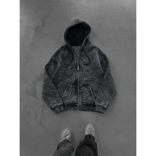 Yıkamalı Oversize Unisex Hırka Füme