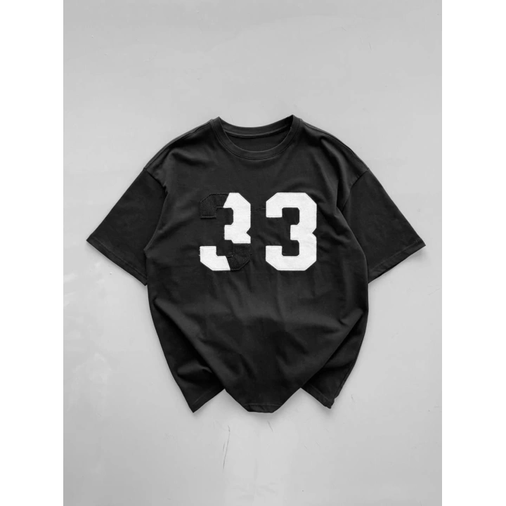 33 Baskı Oversize Unisex T-Shirt Siyah