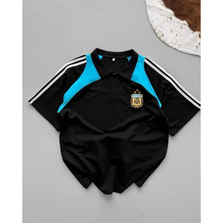AFA Polo Yaka Oversize Tshirt Siyah