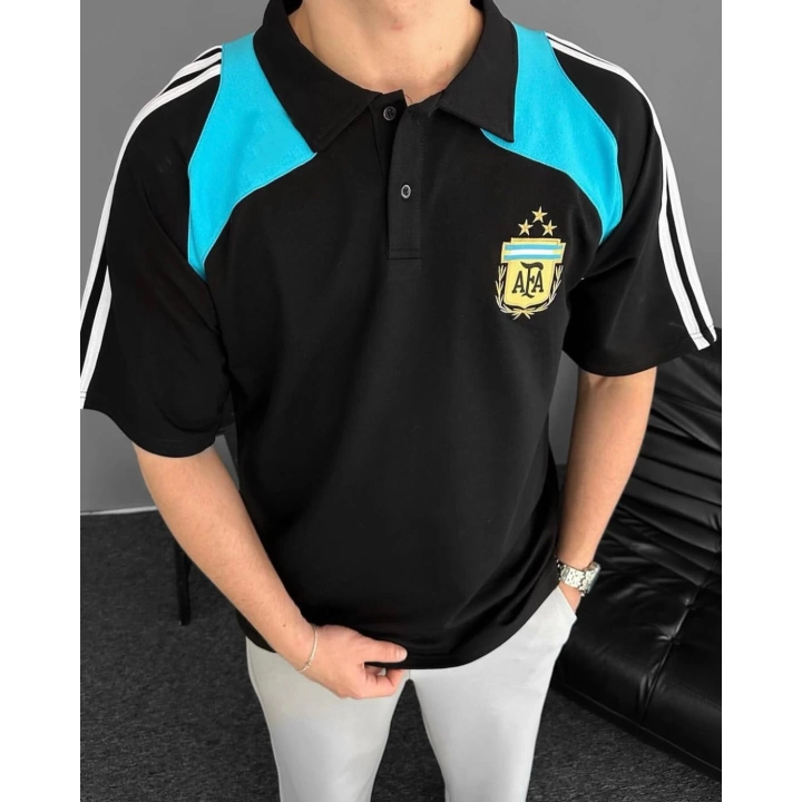 AFA Polo Yaka Oversize Tshirt Siyah