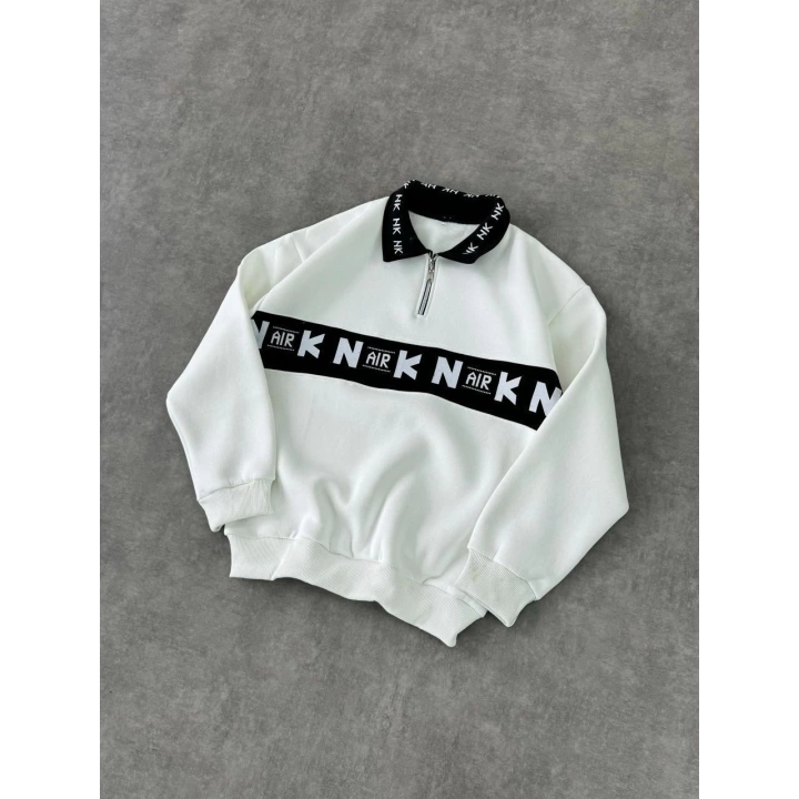 Air Polo Yaka Unisex Sweatshirt Beyaz