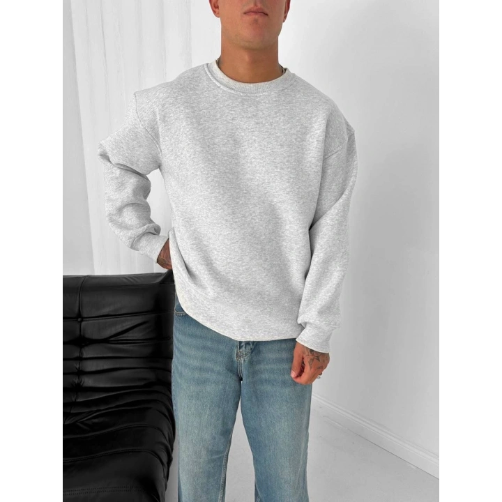 Basic Oversize Unisex Sweatshirt Gri