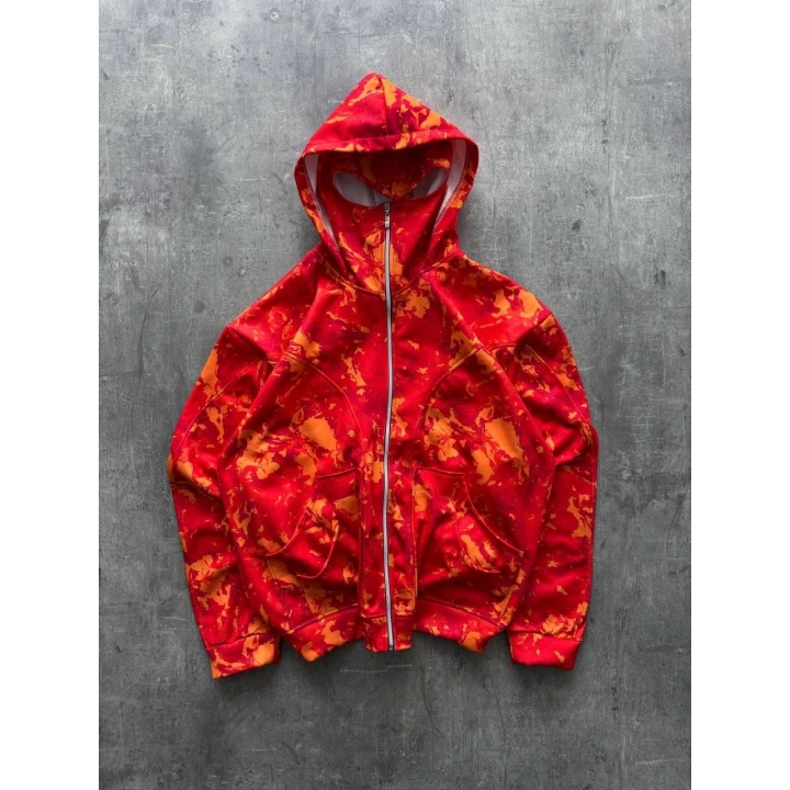 Baskılı Taraftar Maskeli Unisex Hırka Kırmızı