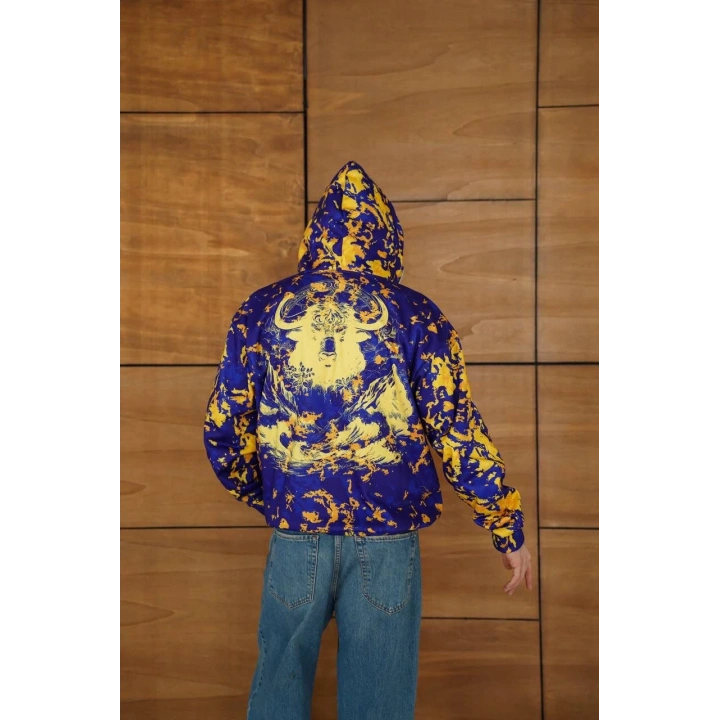 Baskılı Taraftar Maskeli Unisex Hırka Lacivert