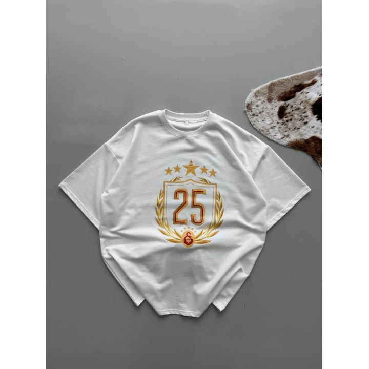 Bisiklet Yaka Basic Taraftar Tshirt Beyaz