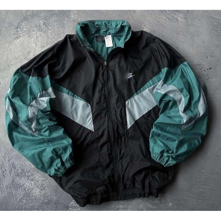 Black Green Oversize Paraşüt Ceket