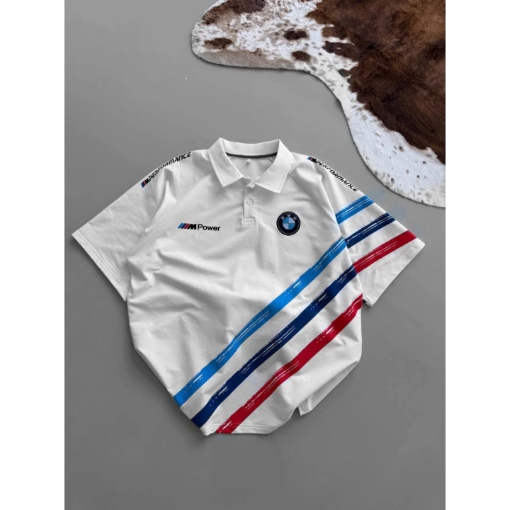 BMW Power Unisex Oversize Tshirt Beyaz