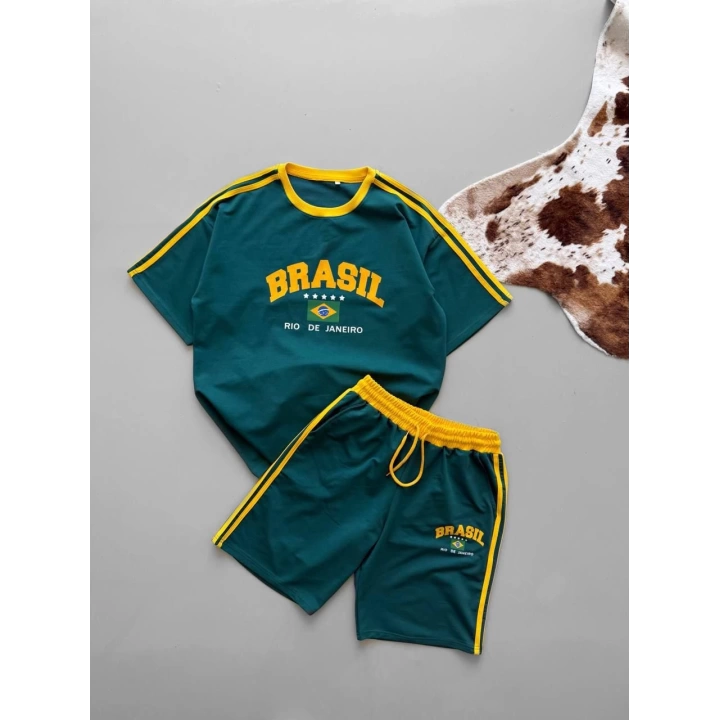 Brasil Oversize Unisex Şortlu Takım Yeşil