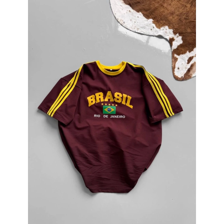 BRASIL Oversize Unisex Tshirt Bordo