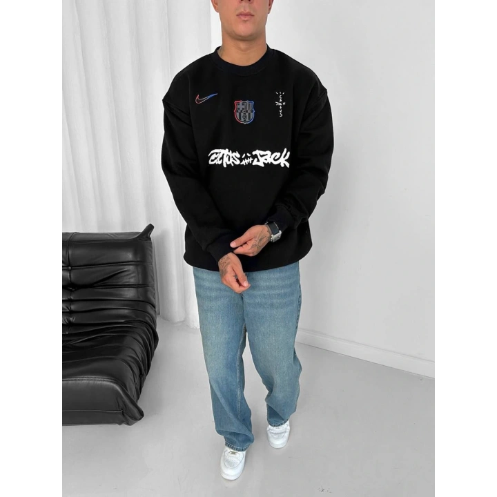 Cactus Oversize Unisex Sweatshirt Siyah