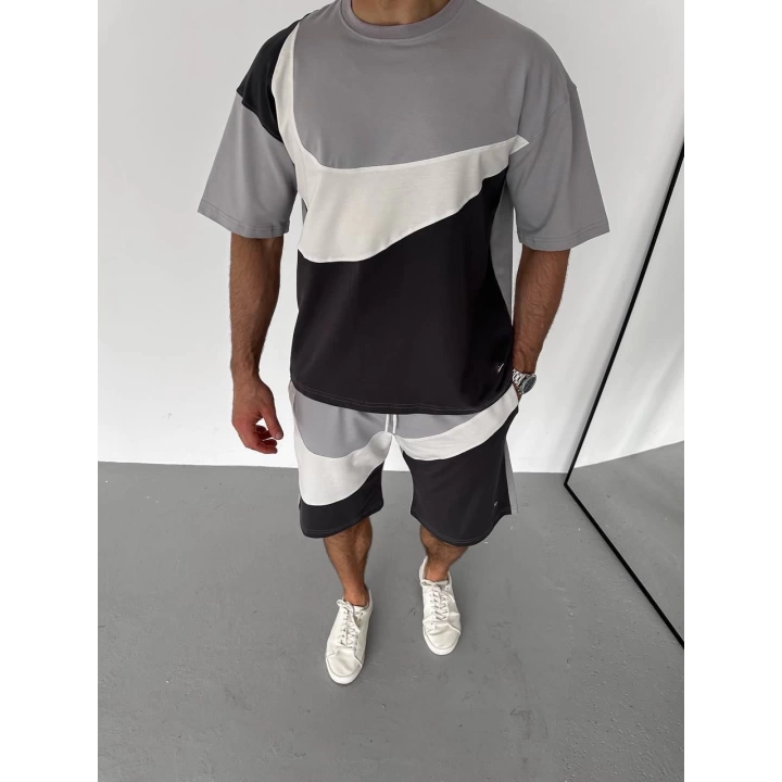 Capi Oversize Unisex Şortlu Takım Gri