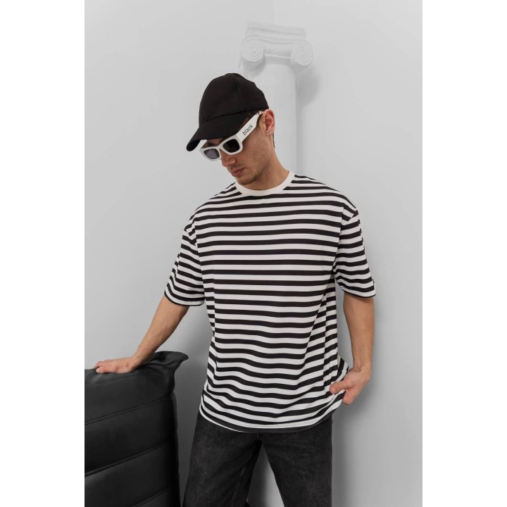Çizgili Oversize Unisex Tshirt