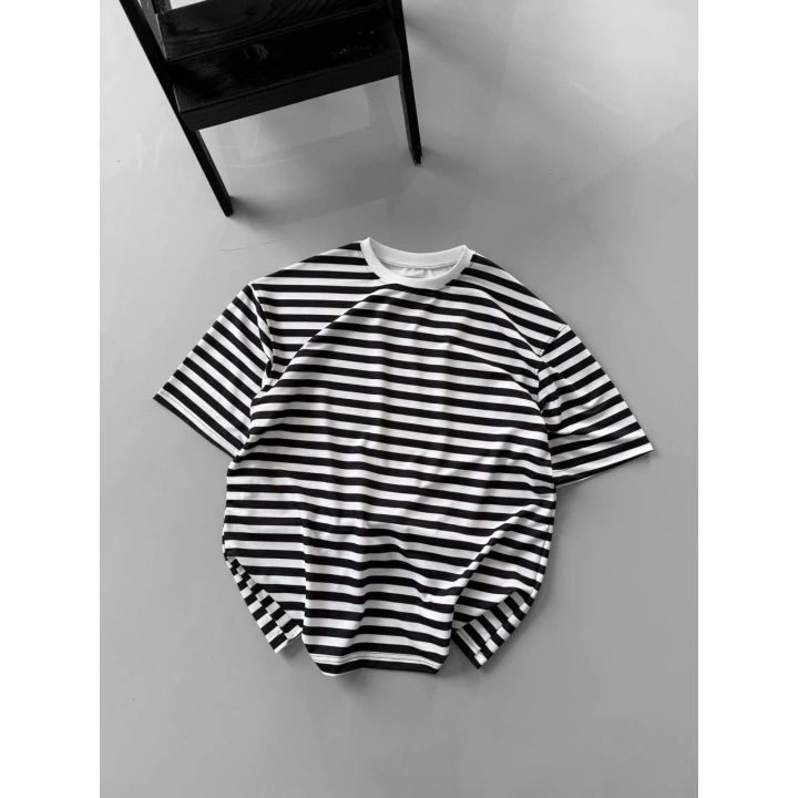 Çizgili Oversize Unisex Tshirt