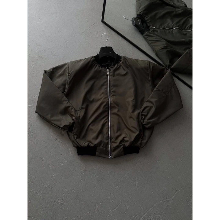 Dolgulu Unisex Bomber Ceket Haki
