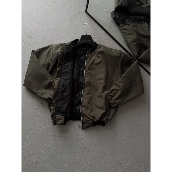 Dolgulu Unisex Bomber Ceket Haki