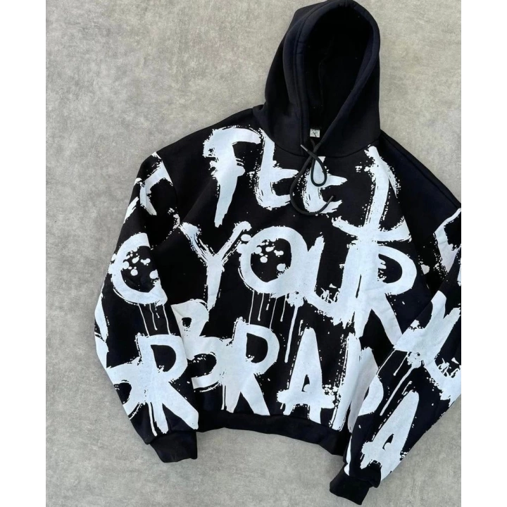 Feed Your Oversize Şardonlu Sweatshirt Siyah