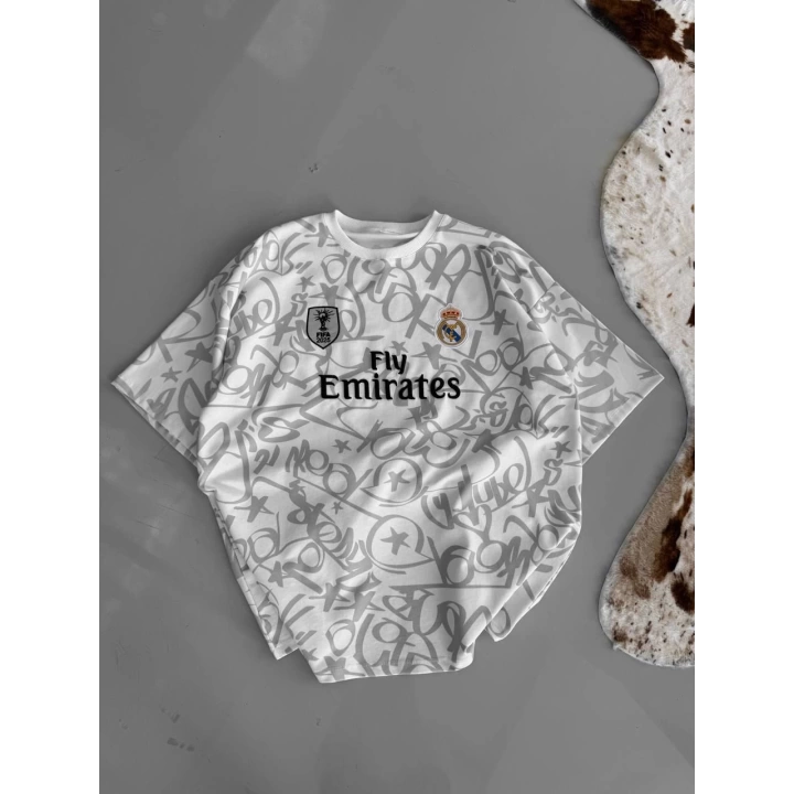 Fly Emirates Unisex Oversize T-Shirt Beyaz