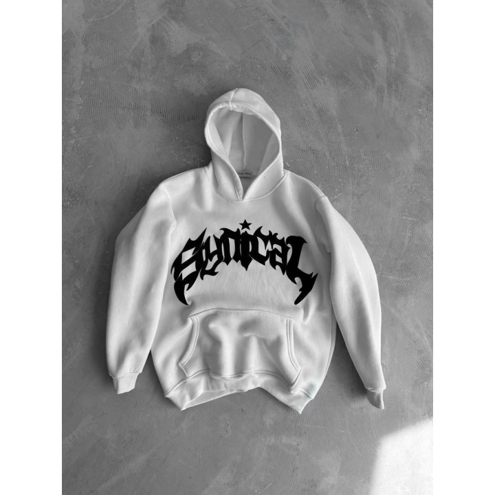 Grafitili Unisex Sweatshirt Beyaz