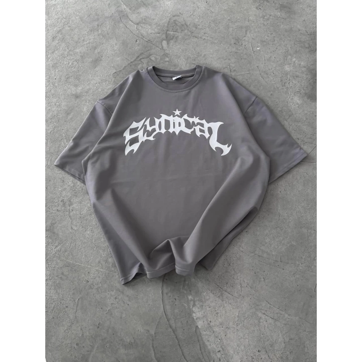 Grafty Unisex Oversize Tshirt Gri