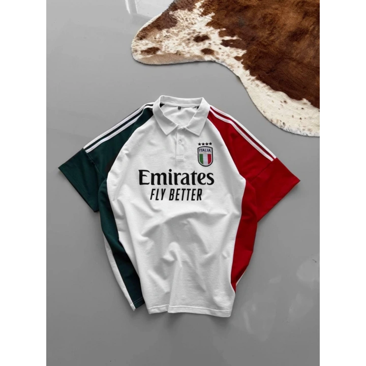 İtaly Baskı Polo Yaka T-Shirt