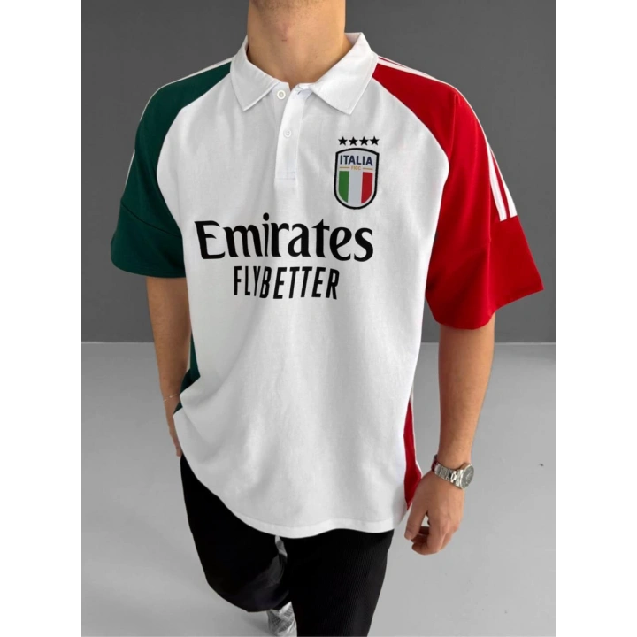 İtaly Baskı Polo Yaka T-Shirt