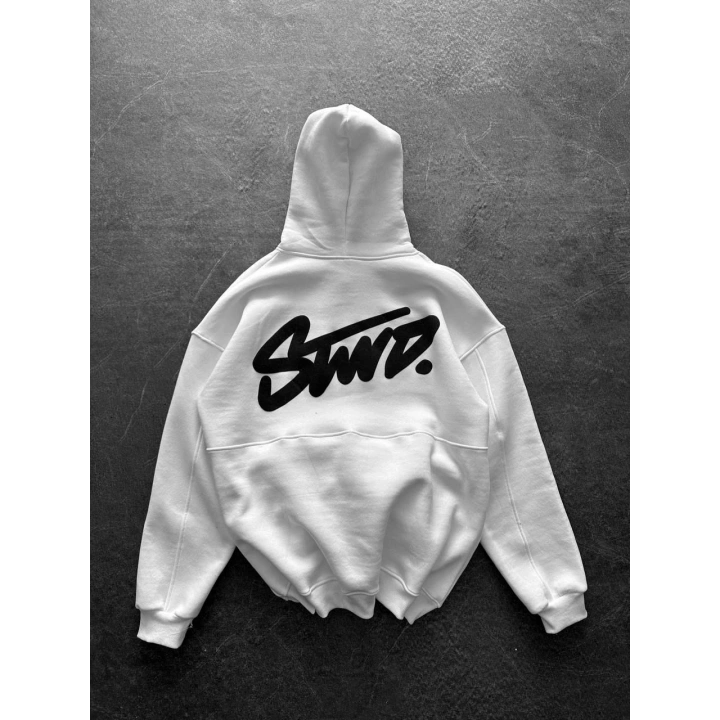 Kapüşonlu SWD Unisex Sweatshirt Beyaz