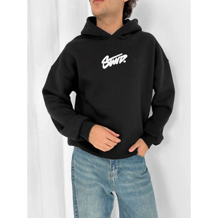 Kapüşonlu SWD Unisex Sweatshirt Siyah