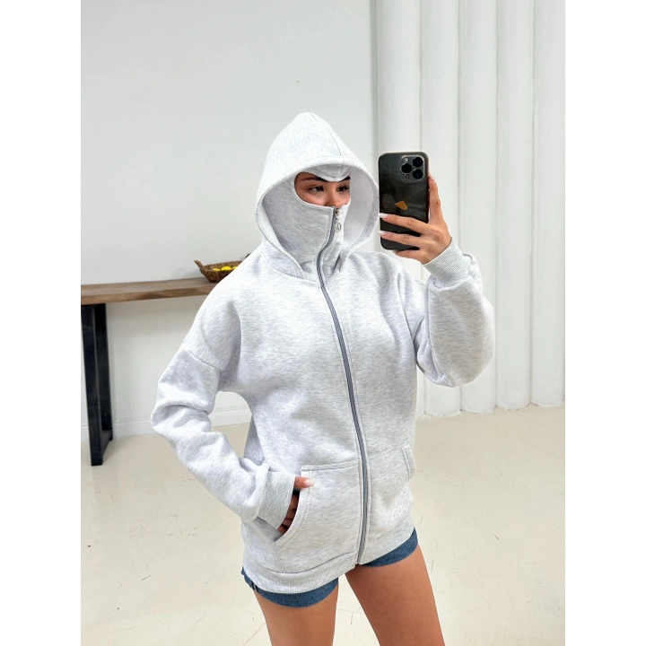 Kar Maske Unisex Oversize Hırka Gri