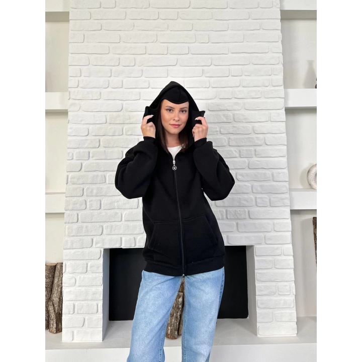 Kar Maske Unisex Oversize Hırka Siyah