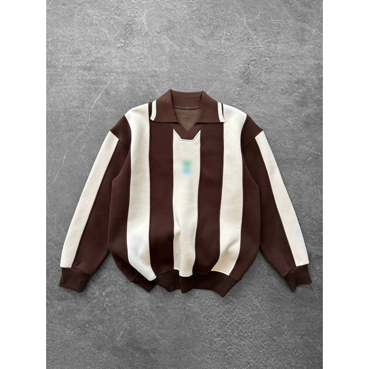 MRH Unisex Polo Yaka Sweatshirt Kahverengi