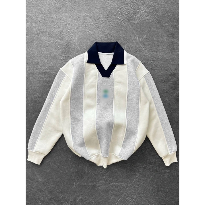 MRH Unisex Polo Yaka Sweatshirt Beyaz