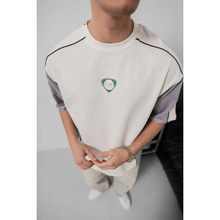 Logo Detay Oversize Unisex T-Shirt Beyaz