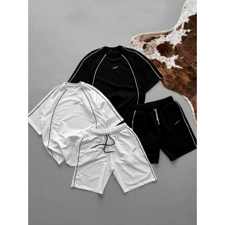 Logo Detay Oversize Unisex Takım Beyaz