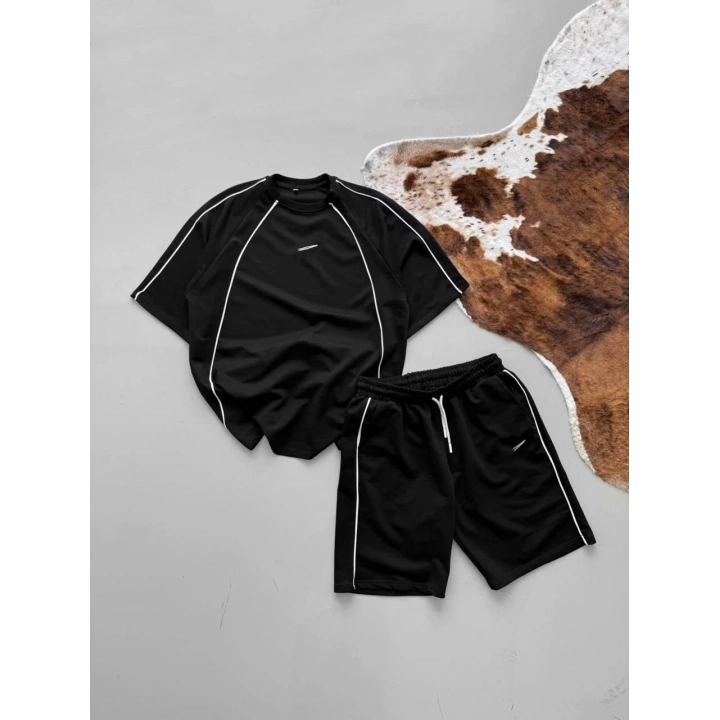Logo Detay Oversize Unisex Takım Siyah