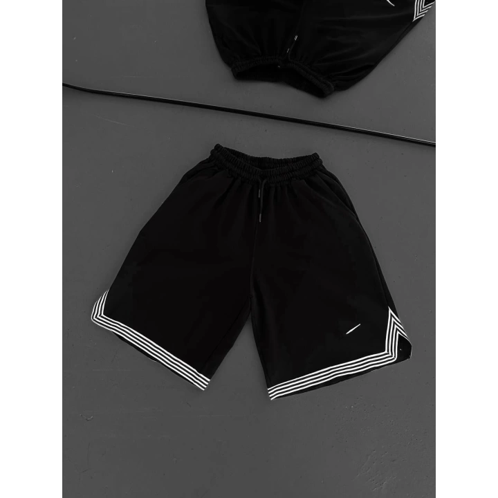 Logolu Basic Unisex Şort Siyah