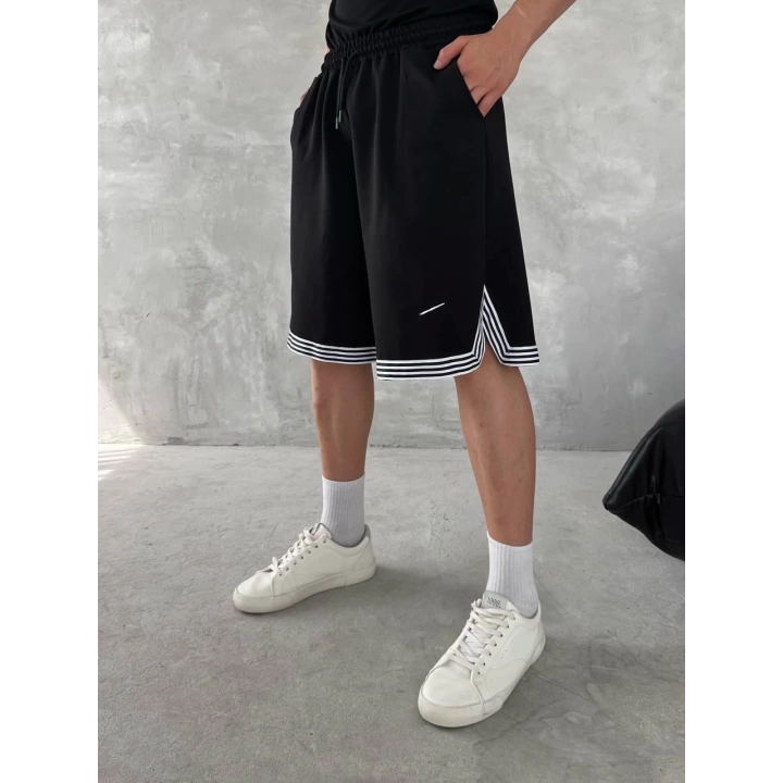 Logolu Basic Unisex Şort Siyah