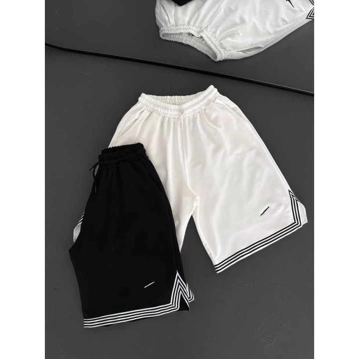 Logolu Basic Unisex Şort Siyah