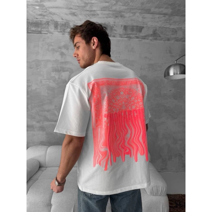 Monarch Unisex Oversize T-Shirt Beyaz-Pembe