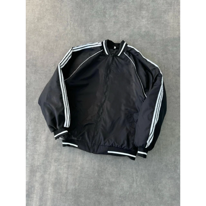 Nakışlı Oversize Unisex Bomber Ceket Siyah