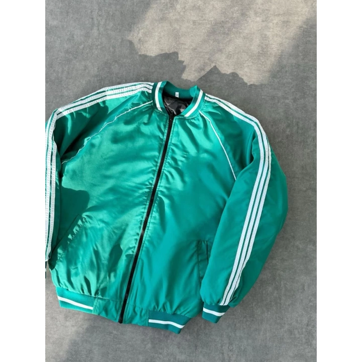 Nakışlı Oversize Unisex Bomber Ceket Yeşil
