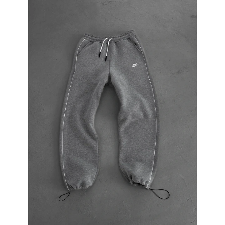 Nakışlı Şardonlu Unisex Baggy Eşofman Gri