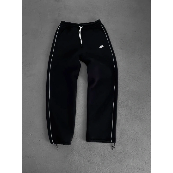 Nakışlı Şardonlu Unisex Baggy Eşofman Siyah