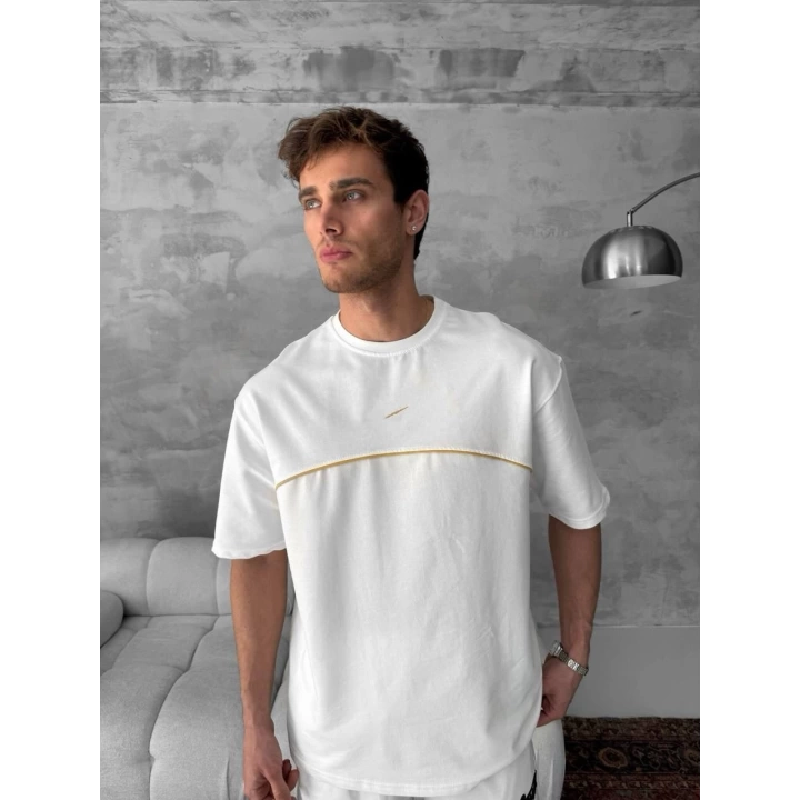 Nakışlı Unisex Oversize Tshirt Beyaz