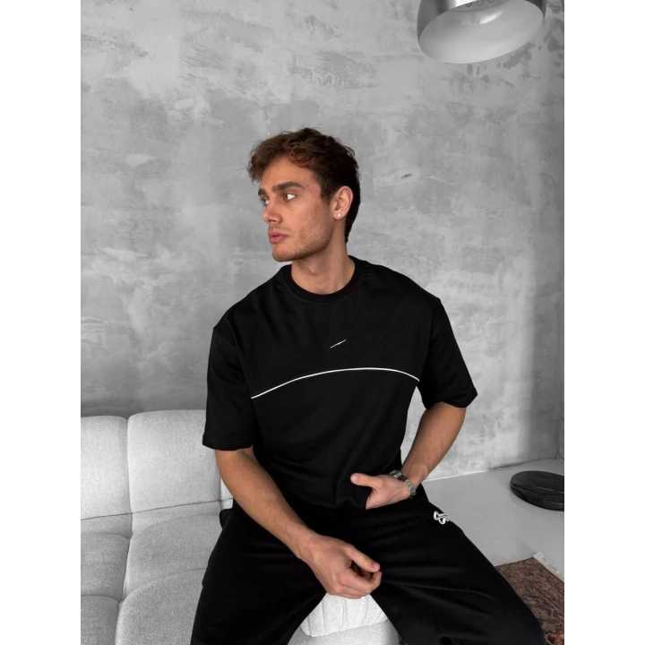 Nakışlı Unisex Oversize Tshirt Siyah