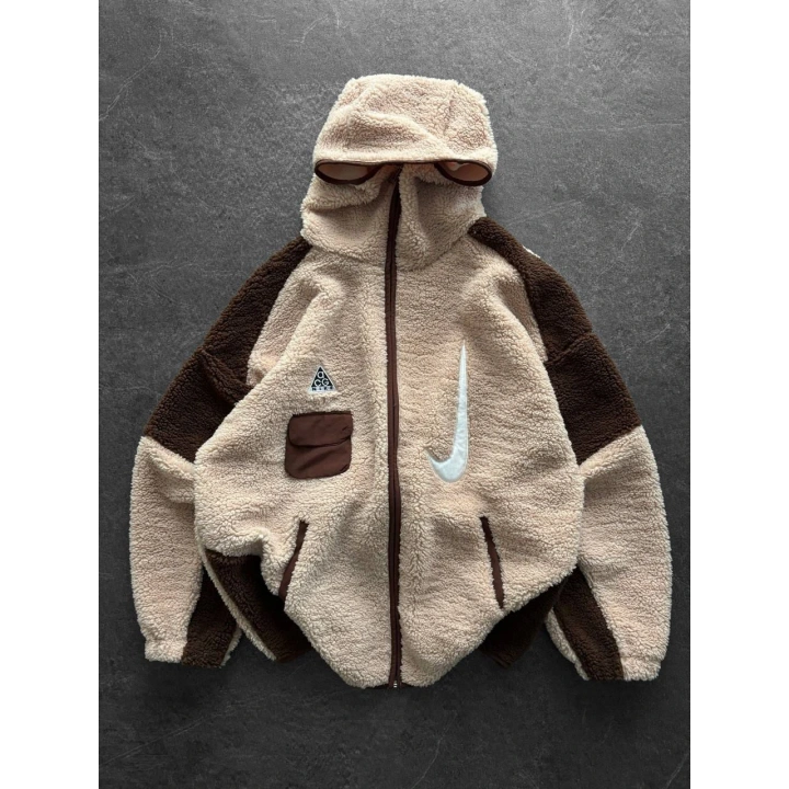 NK Kapüşonlu Unisex Peluş Ceket Bej